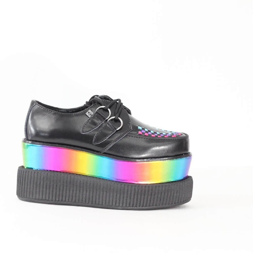 TUK Rainbow Creepers Platform Shoes New Women sz 6 Colorful Oxford